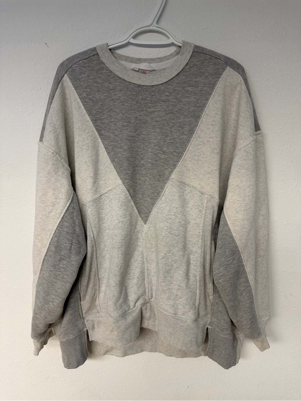 FP Movement by Free People Two-Tone Gray V-Panel Crewneck Sweatshirt